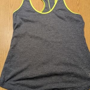 Old Navy Dark Gray Racerback Tank with Neon Yellow Trim